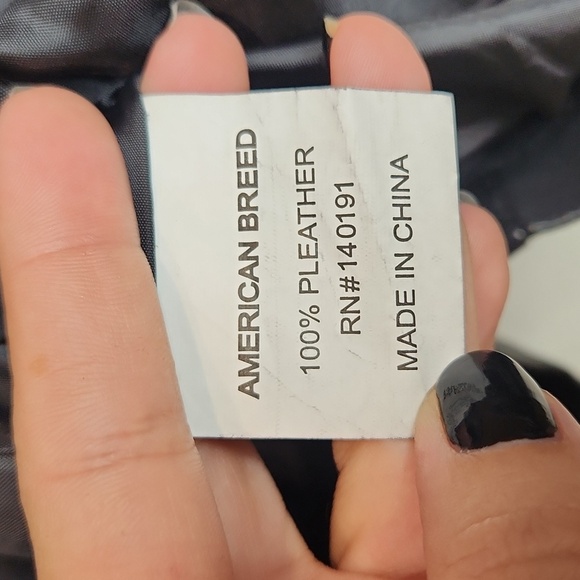 American Breed Men's Black Pleather Moto Racer Jacket Size M - Picture 5 of 6